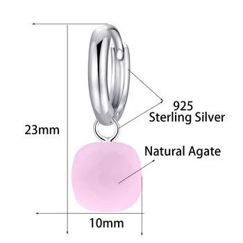 MetJakt Klasické Prírodné Ružový Achát Drop Náušnice Pevné 925 Sterling Silver Roztomilé Ružové Náušnice pre Dámy Luxusné Šperky