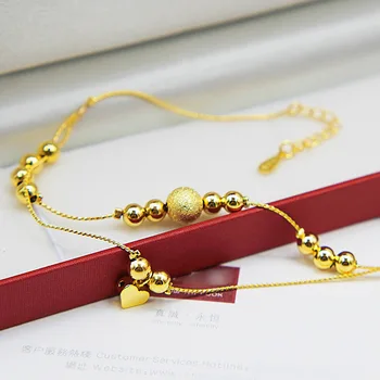 Meď 24K letné módne dievčatá dvojité bell Anklet zlaté šperky veľkoobchod Vietnam dopravy perličiek
