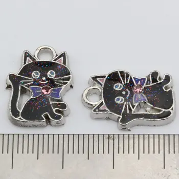 MIC 10pcs Čierny SMALT Bowtie Mačka Kúzlo Prívesok 14x19mm DIY Šperky nm323