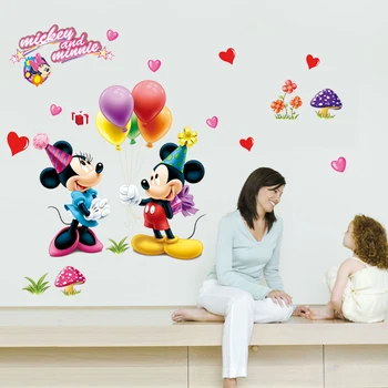 Mickey Mouse a Minnie Deti Chlapci Dievčatá Spálňa Stenu Nálepku č. 602. Deti Detská Izba Dekor Externé Odnímateľné