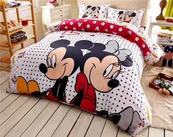 Mickey mouse cumlík posteľná bielizeň nastaviť queen size karikatúra Disney minnie tlač perinu twin full 4/5 ks dieťa deti spálňa decor