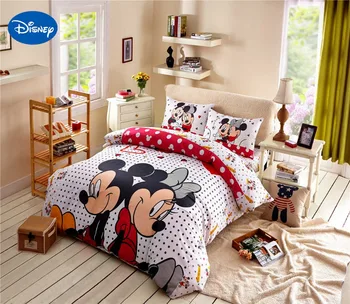 Mickey mouse cumlík posteľná bielizeň nastaviť queen size karikatúra Disney minnie tlač perinu twin full 4/5 ks dieťa deti spálňa decor