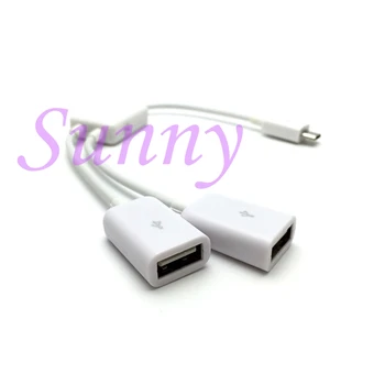 Micro USB Host Kábel Muž 2x Typu Dual USB Female OTG Converter Rozbočovač pre Android Tablet Pc a Telefónom
