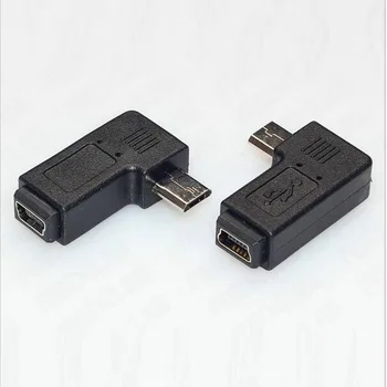 Micro usb Mužov k Mini USB Žena 90 270-stupňový Uhol Converter Konektor na Synchronizáciu údajov Nabíjací Adaptér pre Tablety Telefóny Kábel