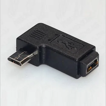 Micro usb Mužov k Mini USB Žena 90 270-stupňový Uhol Converter Konektor na Synchronizáciu údajov Nabíjací Adaptér pre Tablety Telefóny Kábel