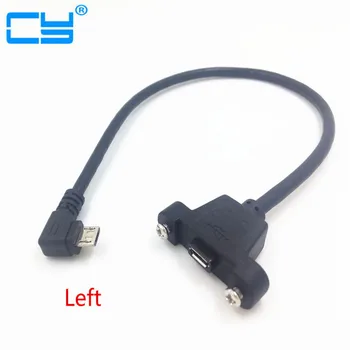 Micro USB Up & Down & Vľavo a Vpravo 90 ° Uhle Samec Samica Predlžovací Kábel 5Pin S skrutky Panel Mount Otvor 30 cm/50 cm