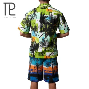 Mieru Pal Láska 2017 Letné Módy Pláži Mužov Tričko Krátky Rukáv Bežné Havajské Tričko Pánske