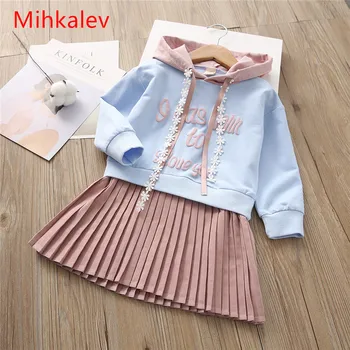 Mihkalev 2018 jar patchwork deti šaty pre dievčatá 5 rokov baby girl šaty dlhý rukáv deti hoodies oblečenie oblečenie