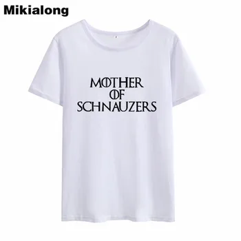 Mikialong 2018 Matka Schnauzers List Tlač Letné Tričko Ženy Funny T-shirt Femme Harajuku Módne Čierne Biele Blusas