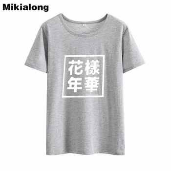 Mikialong Japonský Harajuku T Shirt Ženy Top 2018 Krátky Rukáv Bavlna Tee Tričko Femme Black White Tumblr Voľné Tričko Ženy