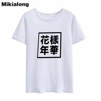 Mikialong Japonský Harajuku T Shirt Ženy Top 2018 Krátky Rukáv Bavlna Tee Tričko Femme Black White Tumblr Voľné Tričko Ženy