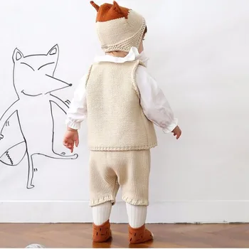 Milancel 2018 Baby Stanovuje Vesta Topy+Hárem Nohavice 2 ks Dojčenské Oblečenie Batoľatá Odevy Pletené Dieťa Nastaviť Oblečenie