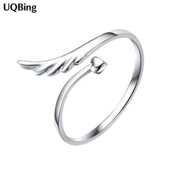 Mincový Striebro 925 Prstene Pre Ženy Mincový Striebro Anjel Krídla Otvoriť Krúžok Šperky Darček anillo de plata anello