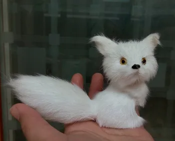 Mini simulácia fox hračka pre malé realisticky biela fox, model domáce dekorácie darček