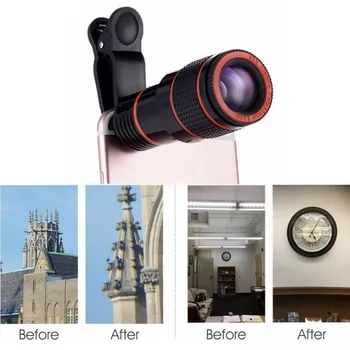 Mini Statív s Ďalekohľad Teleobjektív Objektív Fotoaparátu 8X Zoom Manuálne Zaostrenie Klip-na Objektív pre iPhone Samsung XIAO HUAWEI telefón