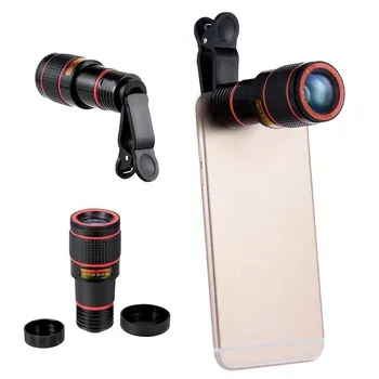 Mini Statív s Ďalekohľad Teleobjektív Objektív Fotoaparátu 8X Zoom Manuálne Zaostrenie Klip-na Objektív pre iPhone Samsung XIAO HUAWEI telefón