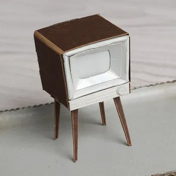 Mini Vintage TV Papercraft Model Hračka Pre Deti 3D Laser Paper Craft Šablóny