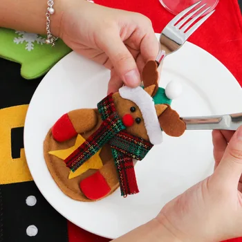 Mini Červená Santa Claus Snehuliak Elk Tvorivé Candy Puzdro na Príbor Taška VIANOČNÝ Strom Dekorácie Vianočné Nôž Vidlička Kryt