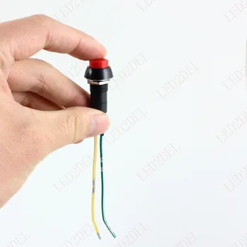Mini Červené Okrúhle Tlačidlo Self-locking Napájací Panel Na Vypnutie s Káblom Pre Auto Auto (10pcs)