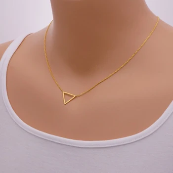 Minimalistický Šperky, Zlato Otvoreného Trojuholníka Náhrdelník Prívesok Z Nehrdzavejúcej Ocele Ženy Viacvrstvových Vyhlásenie Colar Collier Femme 2018