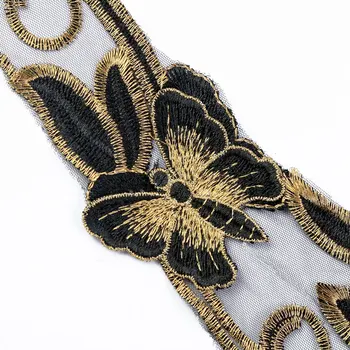 Misaya 1pc Zlatý Motýľ Chvost Páva Čipka na Výstrihu Textílie,Manuálna Golier Svadobné Dekorácie Čipky Tkaniny Šitie Golier Remeslá