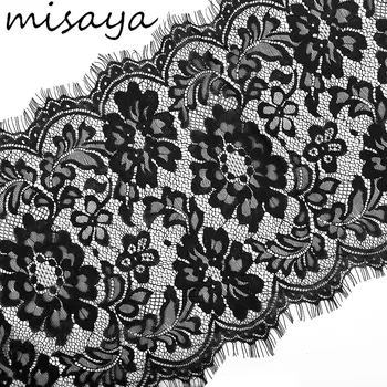 Misaya 3 Meter / veľa Mihalnice Čipkou Trim Kvet, Čierne Biele Čipky Textílie Ručné Diy Oblečenie, Príslušenstvo, Šírka 30 cm