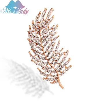 Miss Lady Nové 2017 Rose Gold Zirkón farba Krištálu Luxusné Leaf Brošne Wholesales Módne Šperky pre ženy MLY5729