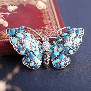 Miss Lady Vintage Šperky pre ženy Veľké klope smalt kolíky Esmaltes Motýľ Brošne Corsage Brošňa Svadobné Hmyzu Hidžáb