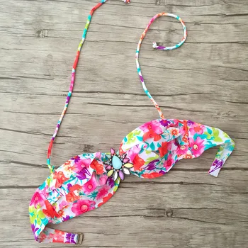 Mixér Bikini TOPY pre Ženy, Plavky, plážové oblečenie Tlač na Kvetinový plavky Návrhárky Tajné Underwire Diamond plávanie biquini HORE
