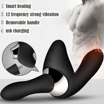 MizzZee USB kúrenie prostata masáž úlohu mužov x silikónový zadok plug 12 frekvencia vibrátor prostaty análny plug gay sex hračky