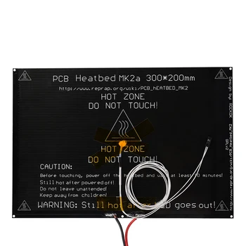 MK2A 300*200*3 mm RepRap RAMPY 1.4 Hliníka PCB Heatbed + LED Odpor + Kábel + Thermistors pre 3D Tlačiarne diely MK2B