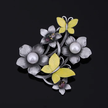 MloveAcc Veľkoobchod So Starožitnosťami Kvet Brošne Simulované Pearl Kolíky Motýľ Brošňa Prívesok Pre Ženy Šaty Príslušenstvo