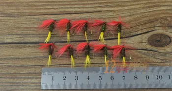 MNFT 10PCS 10# Olivový Red Wing Páva Vlasy tela Mayfly Pstruhov Suchých Mušiek Veľkosť muškárenie