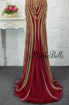 Modabelle Crystal Morská víla Večerné Šaty Vínovo Tylu Zlatých Korálikov Strany Príležitosti Dlho Formálne Šaty Prom Šaty Elegantné 2018