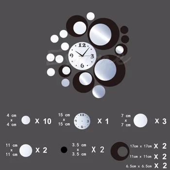 Moderne Kruhu Horloge Plastique Acrylique Miroir Autocollant Nástenná Maľba Dekorácií Nástenná Maľba C42