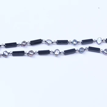 Moderné a geometrické perlový náhrdelník obdĺžnik čierny kameň korálky náhrdelník crystal dlhý náhrdelník šperky pre ženy darček