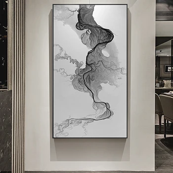 Moderné Abstraktné maľby Čínsky štýl Splash atrament Wall Art Obrázky čierna a biela Pre Obývacia Izba Štúdia Plátno na maľovanie HD LSY