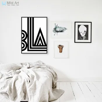 Moderné Abstraktné Čierna Biela BLA Veľké Umenie Tlače Plagát na Stenu Obrázok Maliarske Plátno Bez Rámu Spálňa Nordic Minimalistický Domov Deco