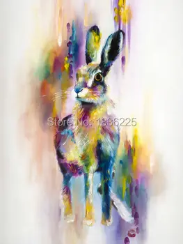 Moderné Abstraktné Štýl Farebné Rabbit olejomaľba na Plátne Zvieratá Zebra Olej Obrázky Dekoratívne Maľby Nástenné Art Č Rám