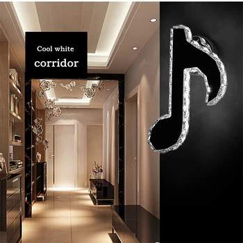 Moderné, Jednoduché hudobné poznámka Crystal Nástenné svietidlo 10W Studená/Teplá Biela Osobné Creative Móde Nástenné Svietidlo pre Hotel Koridor