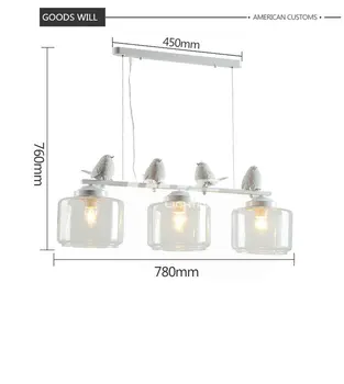 Moderné LED Vták Biely Železa Kuchynské svietidlo Závesné svietidlo s Skla Lampshades hanglamp E27 110v 220v pre Jedáleň