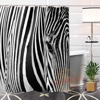 Moderné Módne Vlastné zebra@1 Textílie Polyester Sprchový Záves kúpeľňa S Háčikmi Hot Predaj H0223-109