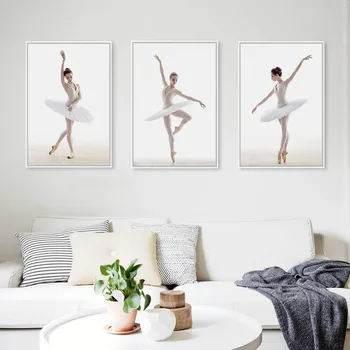 Moderný Balet Biela Labuť Dievča Krásna Tanečnica Foto Umenie Výtlačkov Plagát Na Stenu Obrázok Maliarske Plátno Bez Rámu Balerína Domov Deco