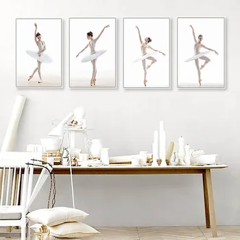 Moderný Balet Biela Labuť Dievča Krásna Tanečnica Foto Umenie Výtlačkov Plagát Na Stenu Obrázok Maliarske Plátno Bez Rámu Balerína Domov Deco