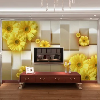 Moderný Jednoduchý 3D Stereo Móde Žltý Kvet, Foto Tapety, Obývacia Izba Jedáleň Pozadie nástennú maľbu Abstraktných De Parede Kvetinový