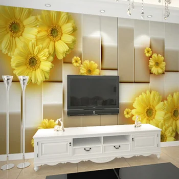 Moderný Jednoduchý 3D Stereo Móde Žltý Kvet, Foto Tapety, Obývacia Izba Jedáleň Pozadie nástennú maľbu Abstraktných De Parede Kvetinový