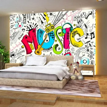 Moderný Jednoduchý Hudobný Motív Foto Tapety Osobnosti Tvorivý 3D Graffiti nástennú maľbu KTV Bar Deti Spálňa Domova Wal Papiere