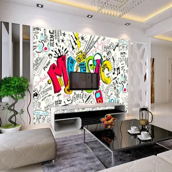 Moderný Jednoduchý Hudobný Motív Foto Tapety Osobnosti Tvorivý 3D Graffiti nástennú maľbu KTV Bar Deti Spálňa Domova Wal Papiere
