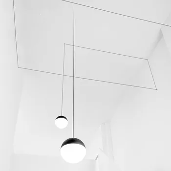 Moderný Prívesok Svetlá, Čierne Sklo Loptu Prívesok Lampa Dlhý Riadok Závesné Svietidlo Pre Kuchyňa Obývacia Izba Nordic Svete Svietidlá