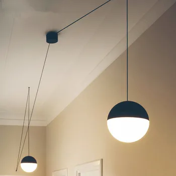 Moderný Prívesok Svetlá, Čierne Sklo Loptu Prívesok Lampa Dlhý Riadok Závesné Svietidlo Pre Kuchyňa Obývacia Izba Nordic Svete Svietidlá